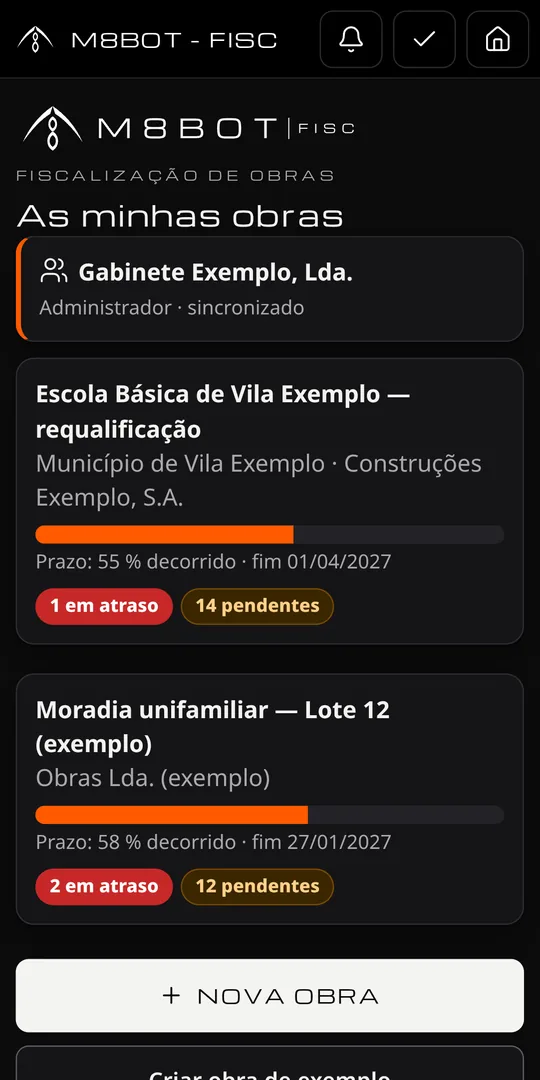 Lista de obras com prazo decorrido e tarefas em atraso